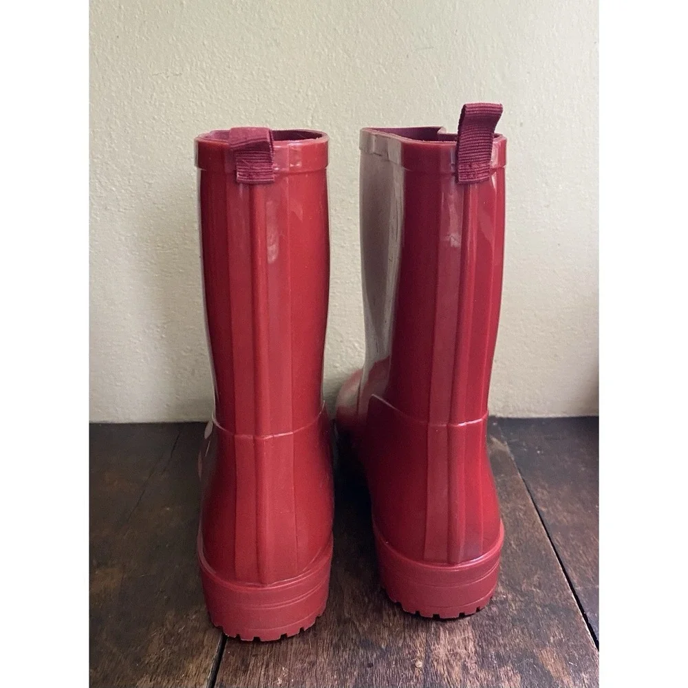 Tommy Hilfiger Women's Red Rain Boots High Gloss Size 8